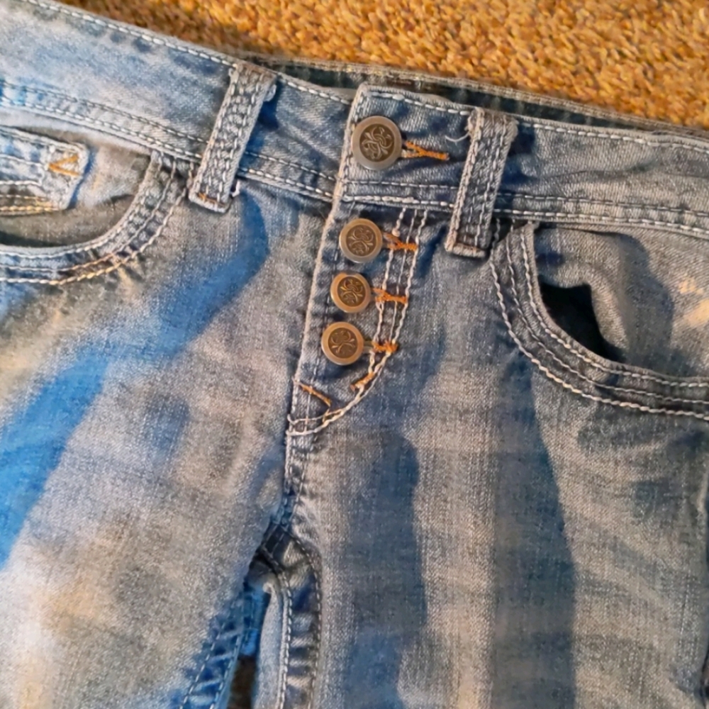 No Boundaries Faded Button Fly Jeans . Size 3 - Picture 3 of 12